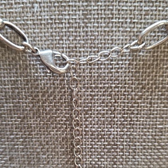 Lapis Lazuli Gold Tone Statement Dangle Necklace With Fringe - Picture 7 of 8